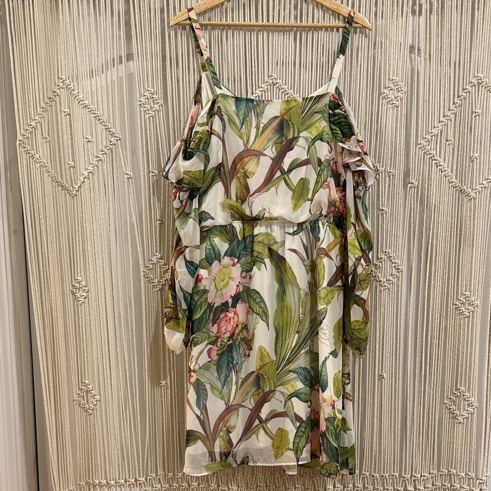 Adrianna Papell Cold Shoulder Ruffle Floral Mini Dress - Picture 4 of 9
